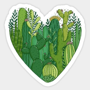 Cacti Heart Sticker